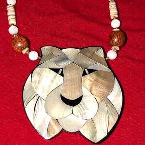 Lee Sands Inlay Lion Necklace